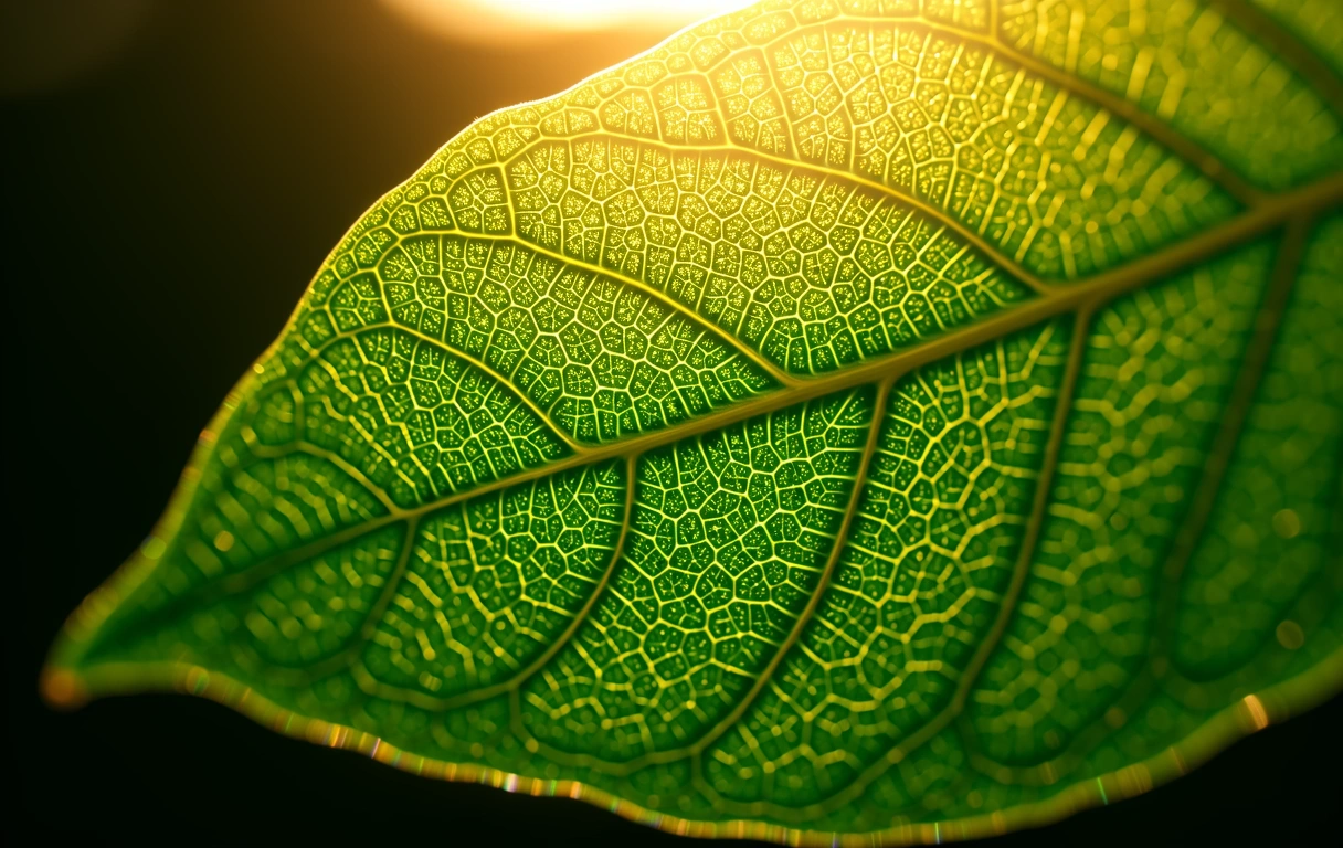 Botanische Zellstruktur im Sonnenlicht